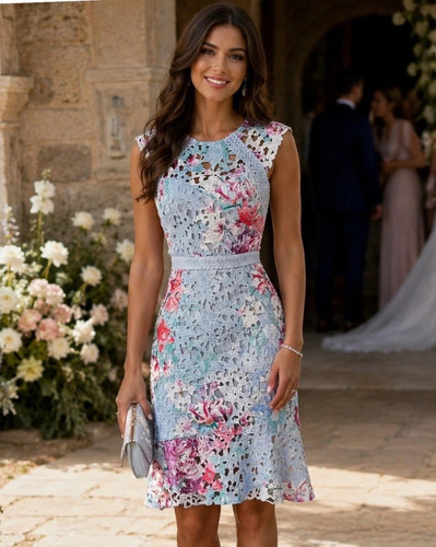 Lipsy blue floral lace bodycon - blue,