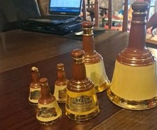 Wade Bells Whisky Gold Label Empty Decanters X 6 Variety Of Sizes Vintage 