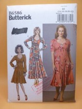 UNCUT BUTTERICK B6586 MISSES' SZ 14-22 SWEETHEART NECK DRESS SEWING PATTERN