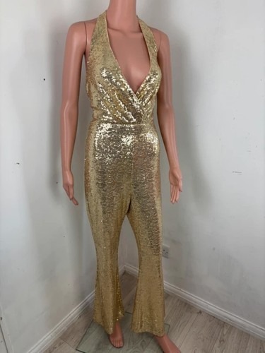 Sosandar gold sequin jumpsuit - gold,