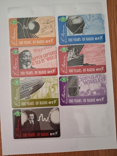 Seven phone cards - phone, depicting