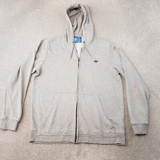 Adidas Mens Hoodie Large Grey Zip Jacket Sweater Trefoil SST Firebird Originals