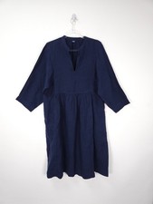 Toast Dress Medium Oversized Navy Blue Linen Gathered Relaxed Garment Dyed Tunic