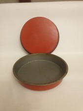 Vintage Pair Red Grey Circular Non Stick Cake Tin Victoria Sponge