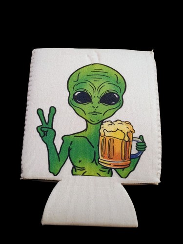 Beer koozie alien with frothy - beer,