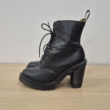 Dr Martens Kendra Soft Black Leather Mono Chunky High Heel Sendal Boots Uk 6
