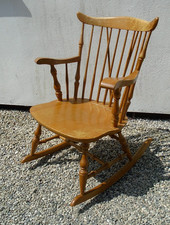 Vintage Spindle Stick Back Beech Rocking Chair Country Style Fireside Bedroom