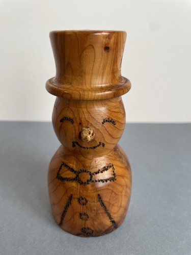Hand turned wooden snowman - turned,