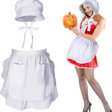 Maid Costume Ruffle Maid Waitress Aprons Colonial Caps Costume Accessories