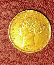 Young Victoria Shieldback half Sovereign 22ct gold coin 1884