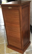 OUTSTANDING TAMBOUR  MAHOGANY ARTS & CRAFTS OFFICE FILING CABINET CHEST 9 TRAYS