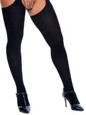 Miss Naughty Shiny Opaque Strip Panty Tights to XXXL!