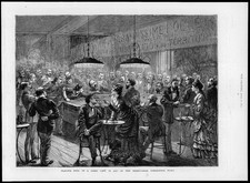 1872 Antique Print FRANCE Paris Cafe Pool Table Territorial Liberation Fund (272