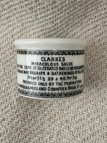 Antique ointment pot clarkes - ointment,