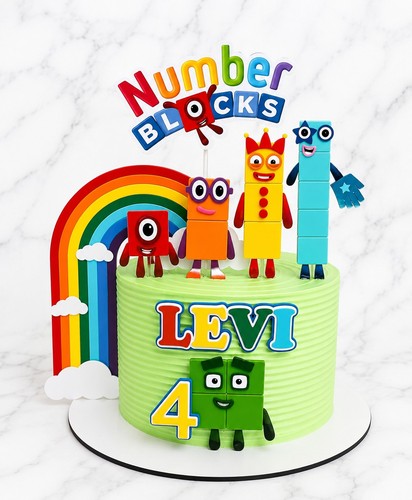 Blocks colourful cake topper - colourful,