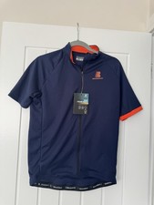 Boardman blue and orange mens cycling zip up short sleeve jersey