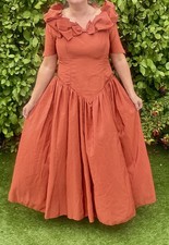 Vintage Terracotta Dress bridesmaid  wedding theatre  Victorian Rare plus size 