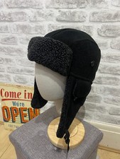 Trapper style fleece hat lined black 58cm One Size  S1362