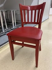 Red And Cream Oak Padded Chairs - Job Lot 65 Mix Of 18 Cream And 9 Red Wood
