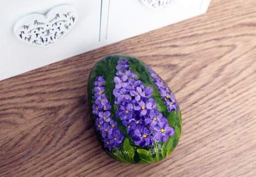 Hand painted stone paperweight - hand-painted,