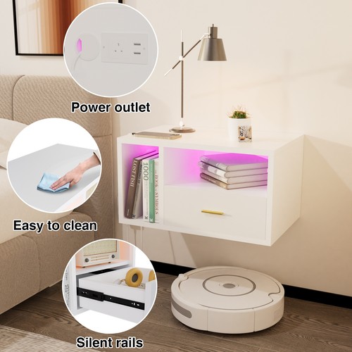 Wall nightstand led floating - wall,