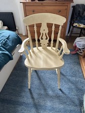 Fiddle Back Farmhouse Dining Chair Painted White Armchair