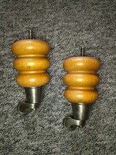 Wooden sofa feet with chrome castors - set of 2
