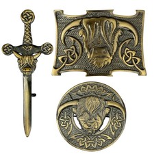 Men's Highland Cow Antique Kilt Pin, Brooch, Buckle - Scottish kilt Accessories