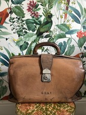 Original Antique Doctors Bag Leather Gladstone Case Vintage Holdall Dr G. D. & T
