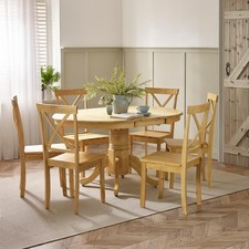 Padstow Wooden Extending Round Dining Table & 6 Millford Chairs