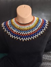 Zulu Glass Beaded Collar Necklace Multicoloured Handmade in KZN South Africa