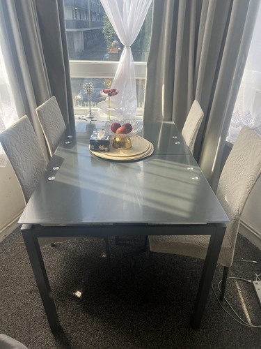 Extended glass table gray - extended,