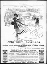 1895 Antique Print - ADVERTISING GERAUDELS PASTILLES NORWAY PINE TAR (051)