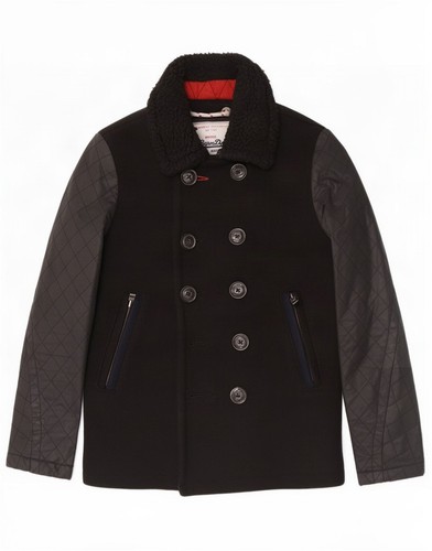 Superdry mens pea coat - pea, medium