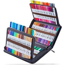 Ohuhu Colouring Pens, 120 Dual Tip Brush Fineliner Art Markers Felt Tip Pens Set