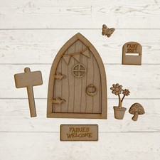 MDF Wooden 13cm Fairy Door with Accessories Ready to Decorate Fairy Kit PB
