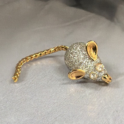 Gold tone mouse - mouse, brooch