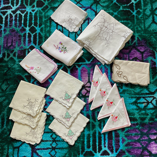 Vintage embroidered linen - embroidered,