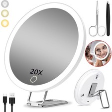 20X Magnifying Mirror w/ Light Makeup Magnified Mirror w/ Stand Tabletop Mirror