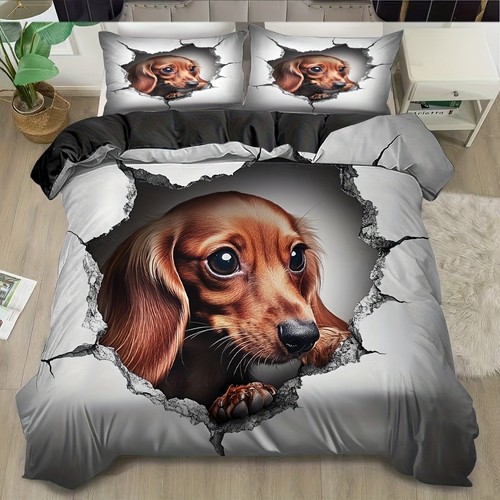 Breaking wall dog quilt - dog,