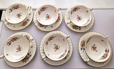Minton Marlow Set Soup Cups 14cm Bowls + Saucers 14.5cm Plates S-309 Bone China