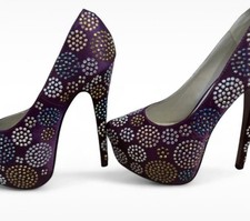 Women's Dark Purple With Bling Y2K Style High Heel Platform Size 5