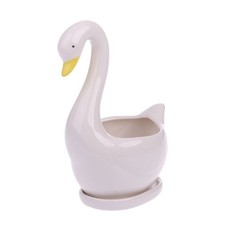 White Swan Ceramic Flower Pot