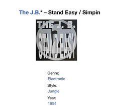 The J.B.* Stand Easy / Simpin Vinyl Old Skool Jungle Drum N Bass 1994