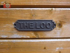 CAST IRON "THE LOO" SIGN PLAQUE. Toilet. Stylish Art Deco Vintage Look.  New