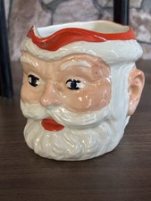 Vintage Birds Custard Santa Claus Jug 1950s Hand Painted Nostalgic Christmas