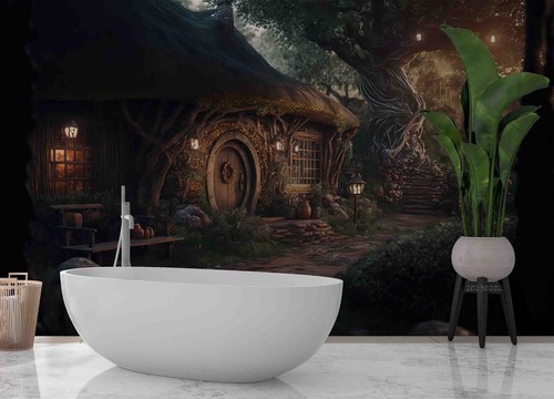 Hobbit house wall murals - 3d,