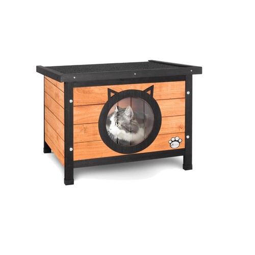 Contemporary wooden cat house - wooden,