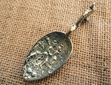 Vintage Italian Tea Caddy Spoon Courting Couple With Dolphin Handle