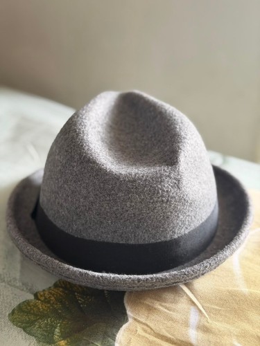 Men grey fedora hat with - men's,